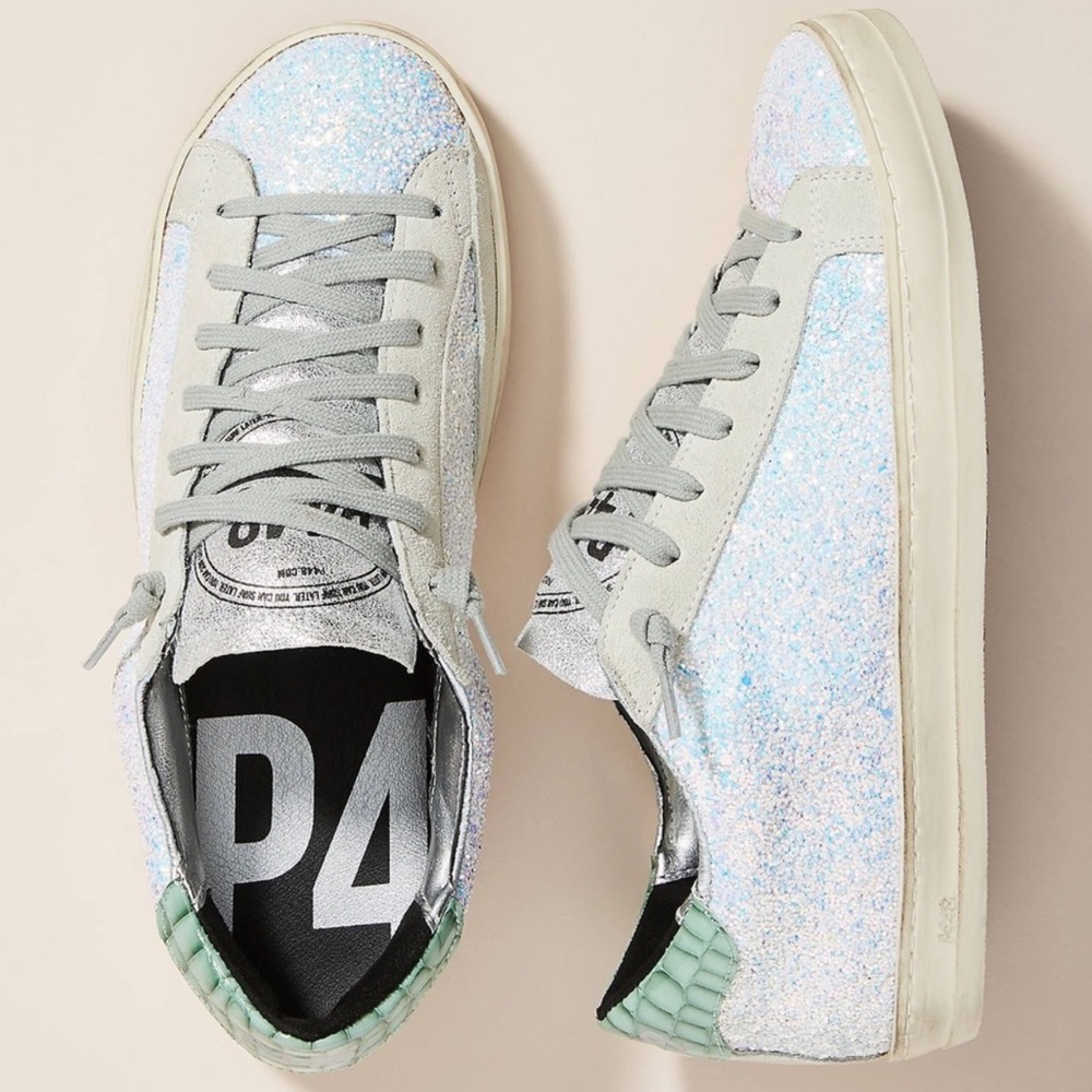 NEW P448 John Glitter Off White Sneakers